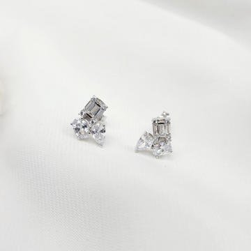 3-STONE CZ STUD - STERLING SILVER