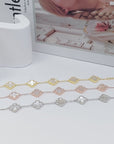 THE CZ MULTI CLOVER BRACELET - MOTHER OF PEARL