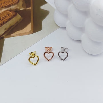 HEART STUD EARRINGS  - STERLING SILVER