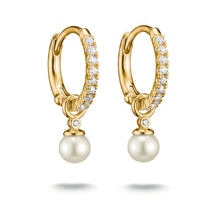 Hoop earrings pearl with zirconia