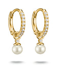 Hoop earrings pearl with zirconia
