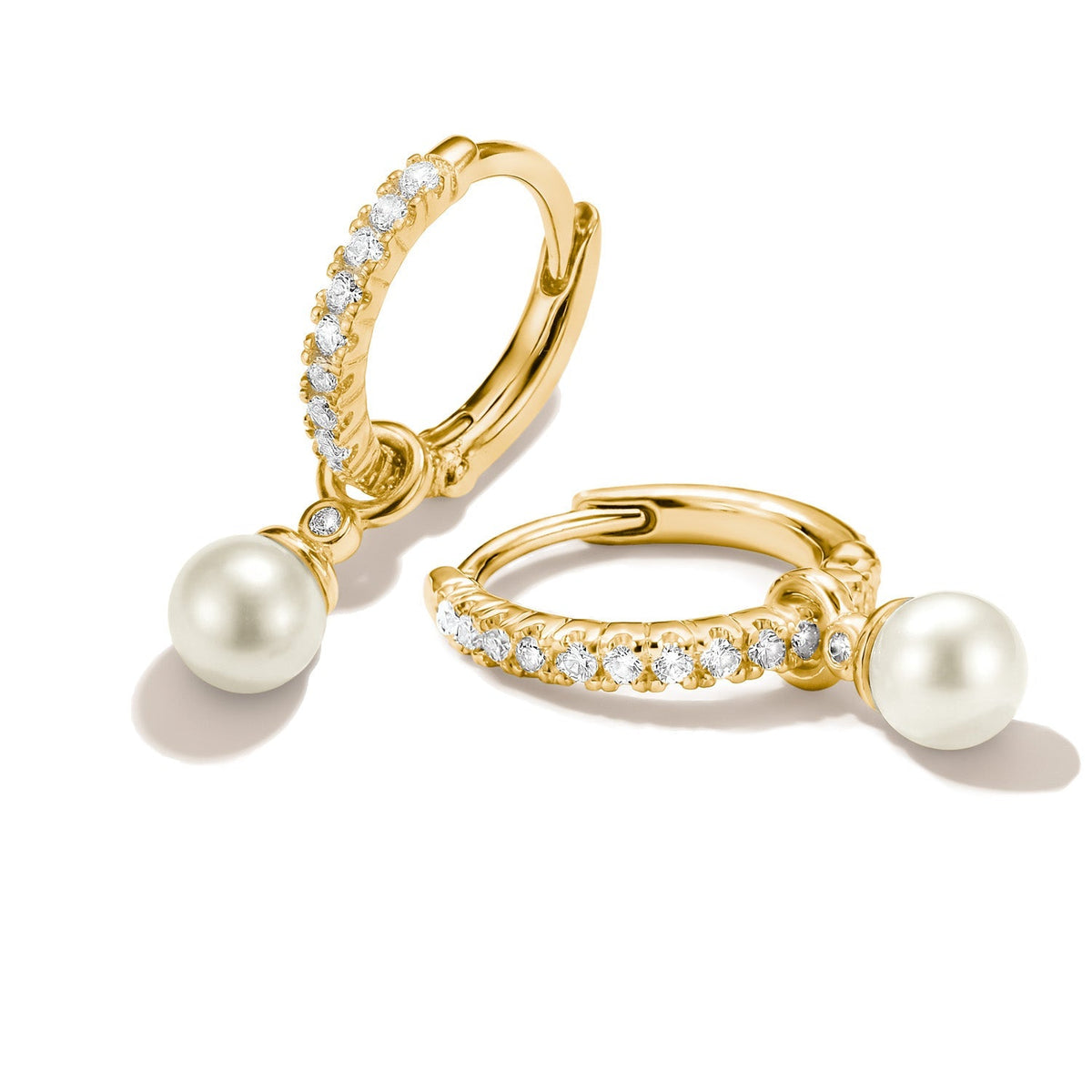 Hoop earrings pearl with zirconia
