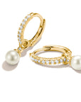 Hoop earrings pearl with zirconia