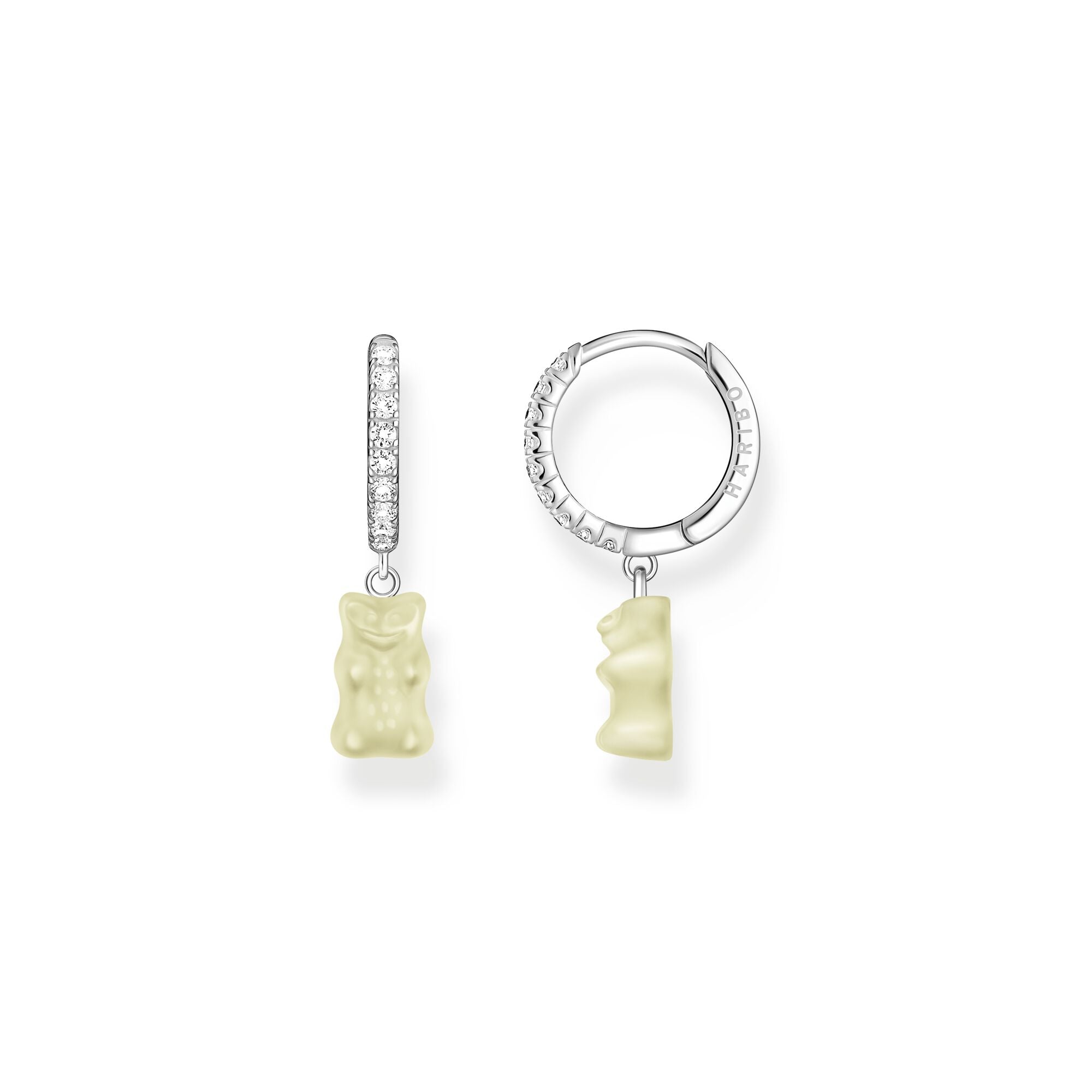 THOMAS SABO Single hoop earring with white goldbears pendant &amp; zirconia