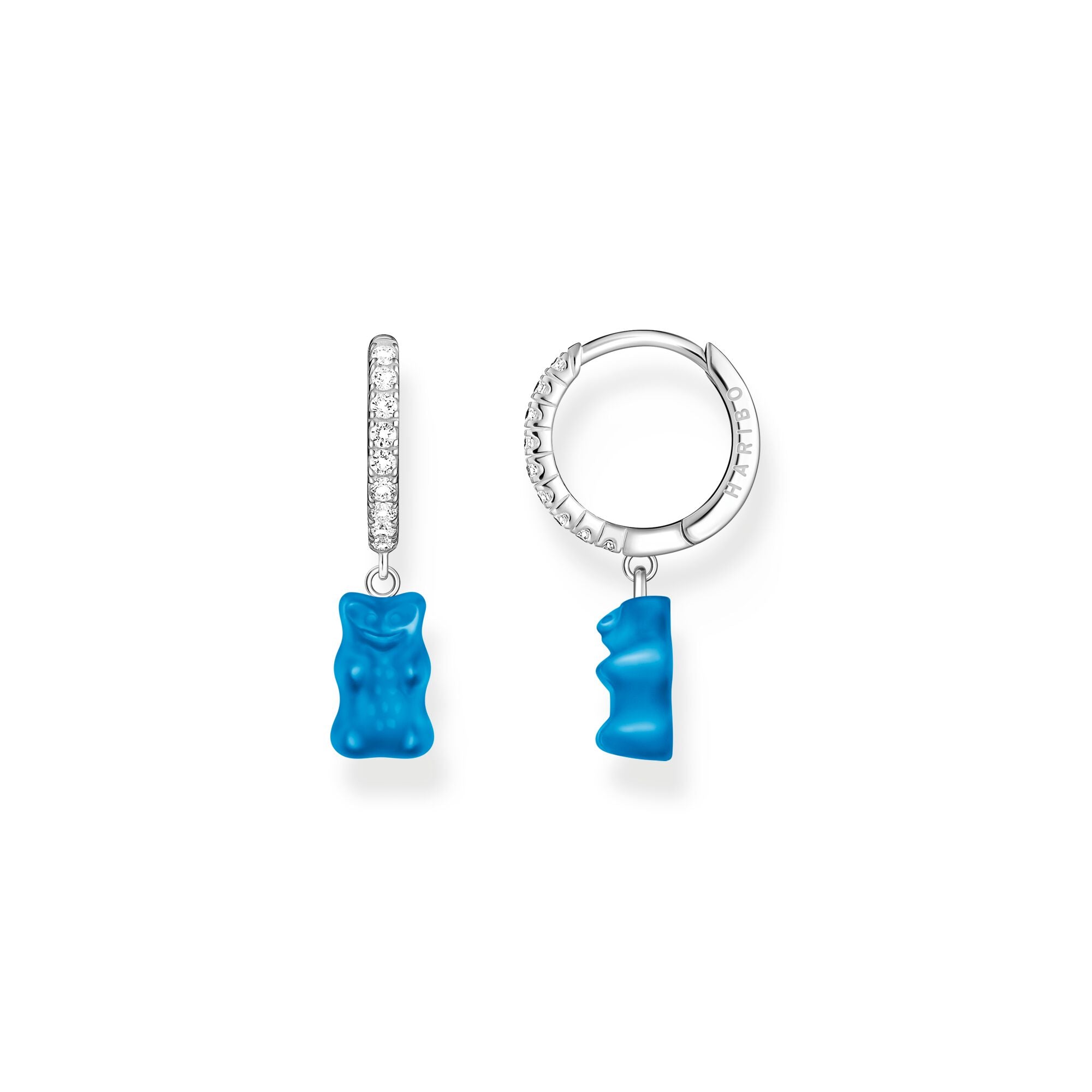 THOMAS SABO Single hoop earring with blue goldbears pendant &amp; zirconia