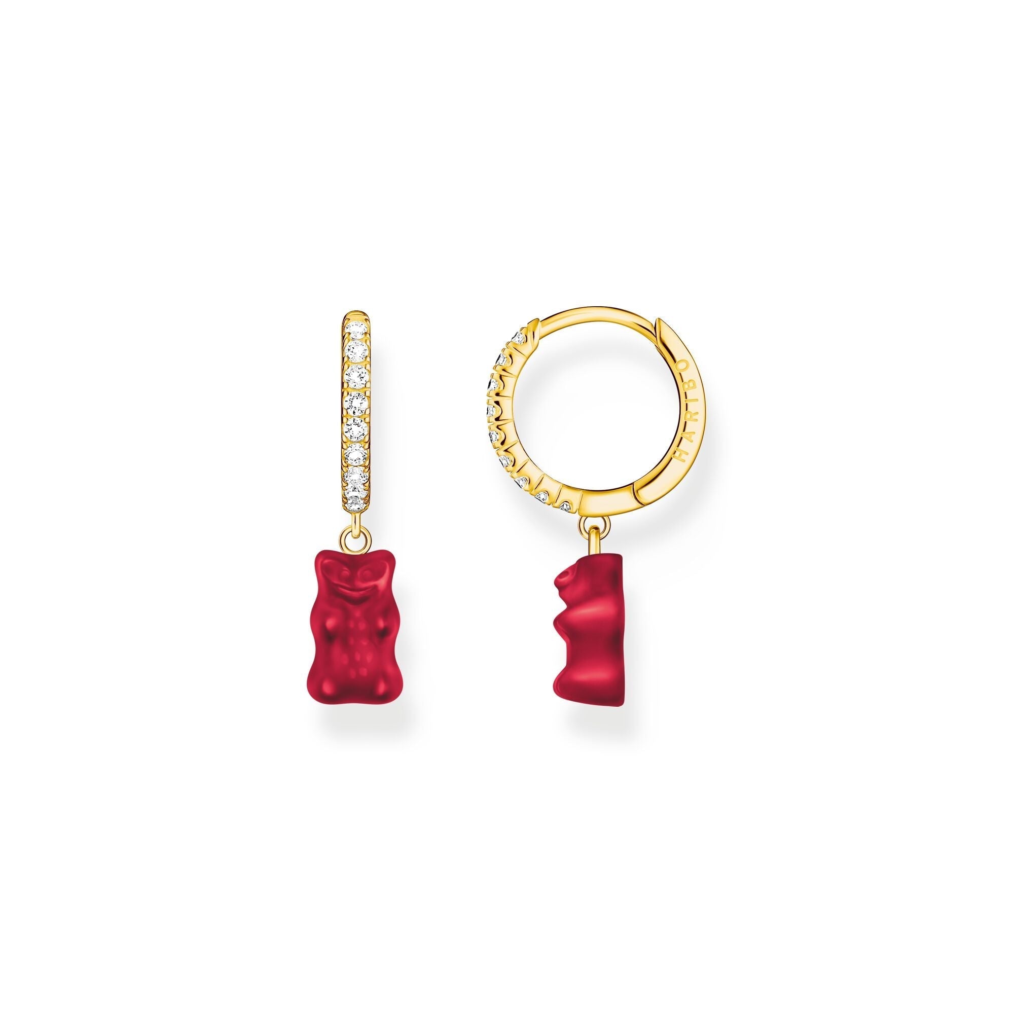 THOMAS SABO Single hoop earring with red goldbears &amp; zirconia
