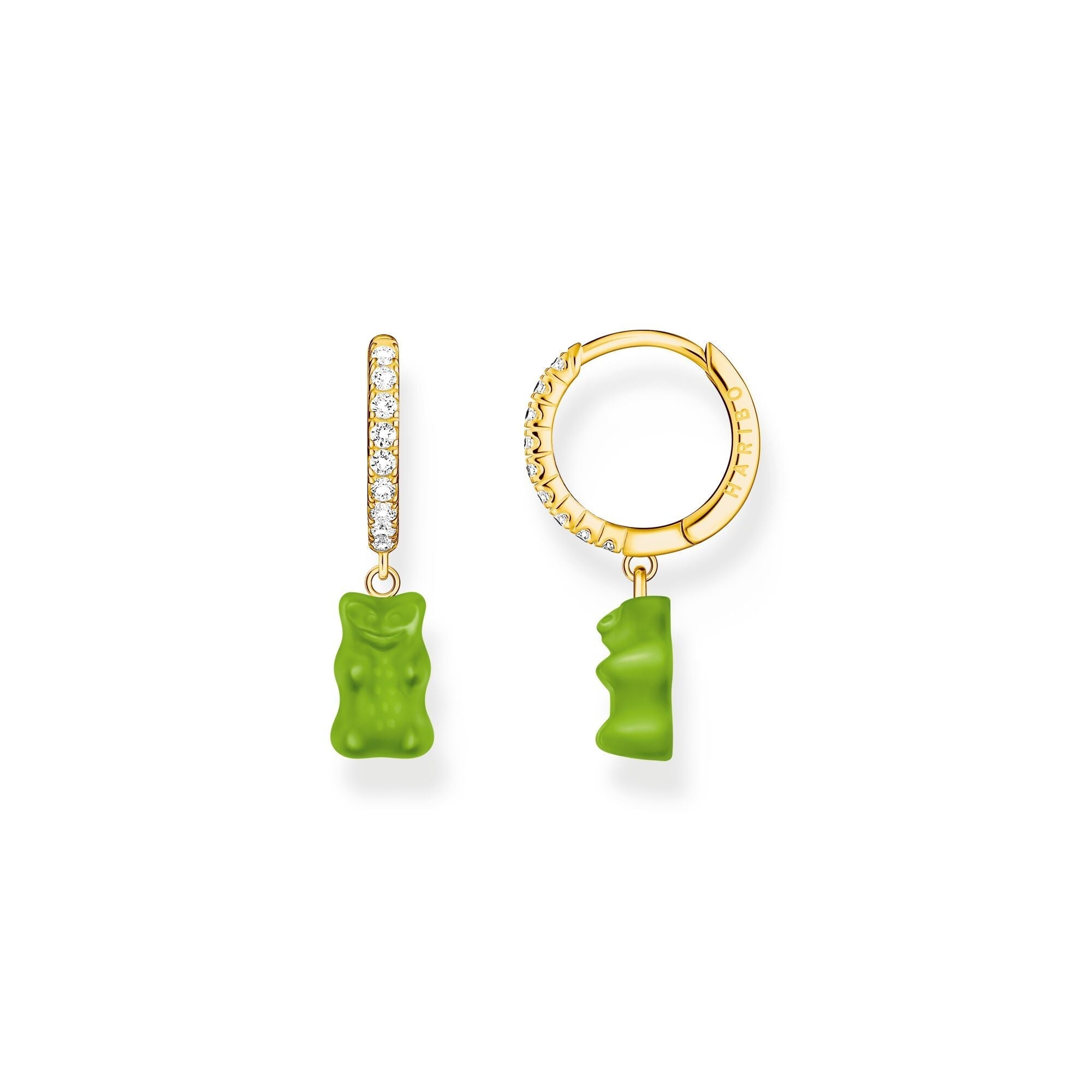 THOMAS SABO Single hoop earring with green goldbears &amp; zirconia
