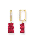 THOMAS SABO Single hoop earring medium sized with red goldbears