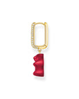 THOMAS SABO Single hoop earring medium sized with red goldbears