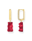 THOMAS SABO Single hoop earring medium sized with red goldbears