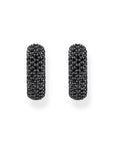 THOMAS SABO Small, wide hoop earrings with black zirconia