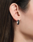 THOMAS SABO Small, wide hoop earrings with black zirconia