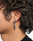 THOMAS SABO Single Snake hoop earring with black zirconia