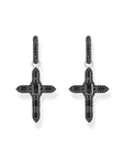 THOMAS SABO Single Cross hoop earring with black zirconia