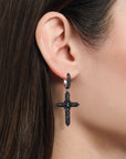 THOMAS SABO Single Cross hoop earring with black zirconia