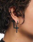 THOMAS SABO Single Cross hoop earring with black zirconia
