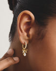 Hoop earrings Bow with zirconia in teardrop shape