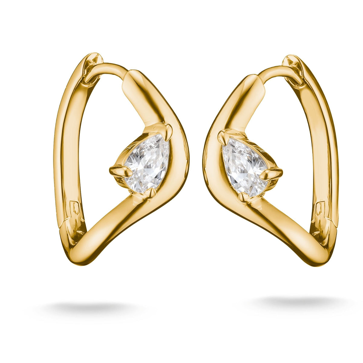 Hoop earrings with zirconia in teardrop shape