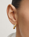 Hoop earrings with zirconia in teardrop shape
