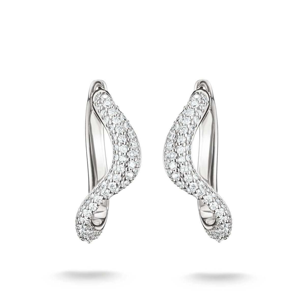 Wavy hoop earrings with zirconia