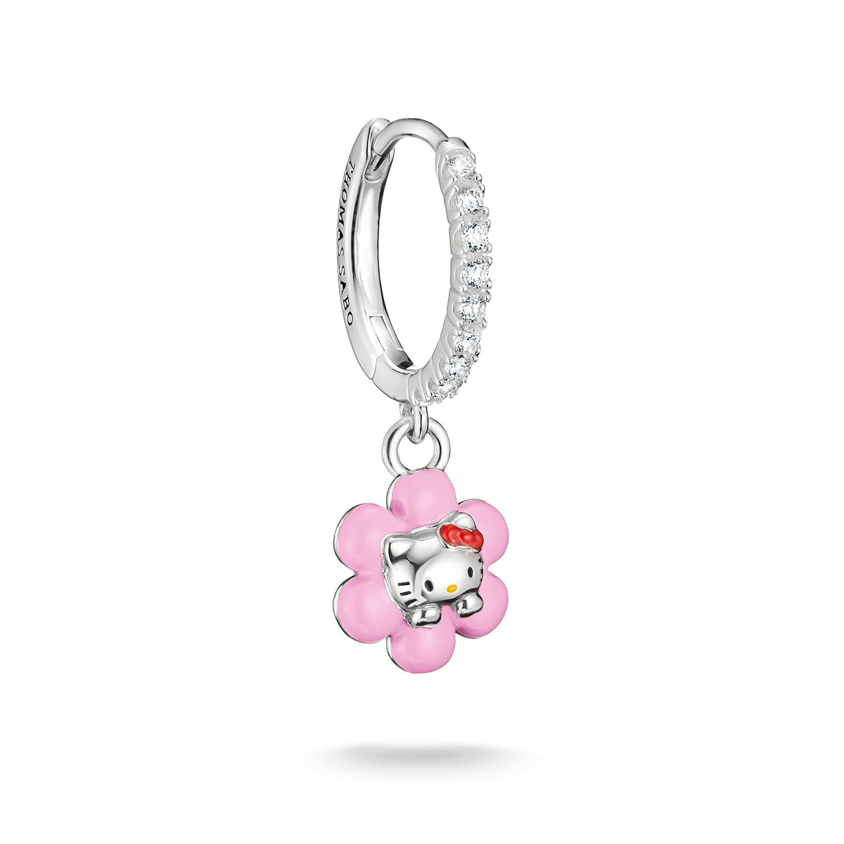Hello Kitty Single hoop earring flower with zirconia