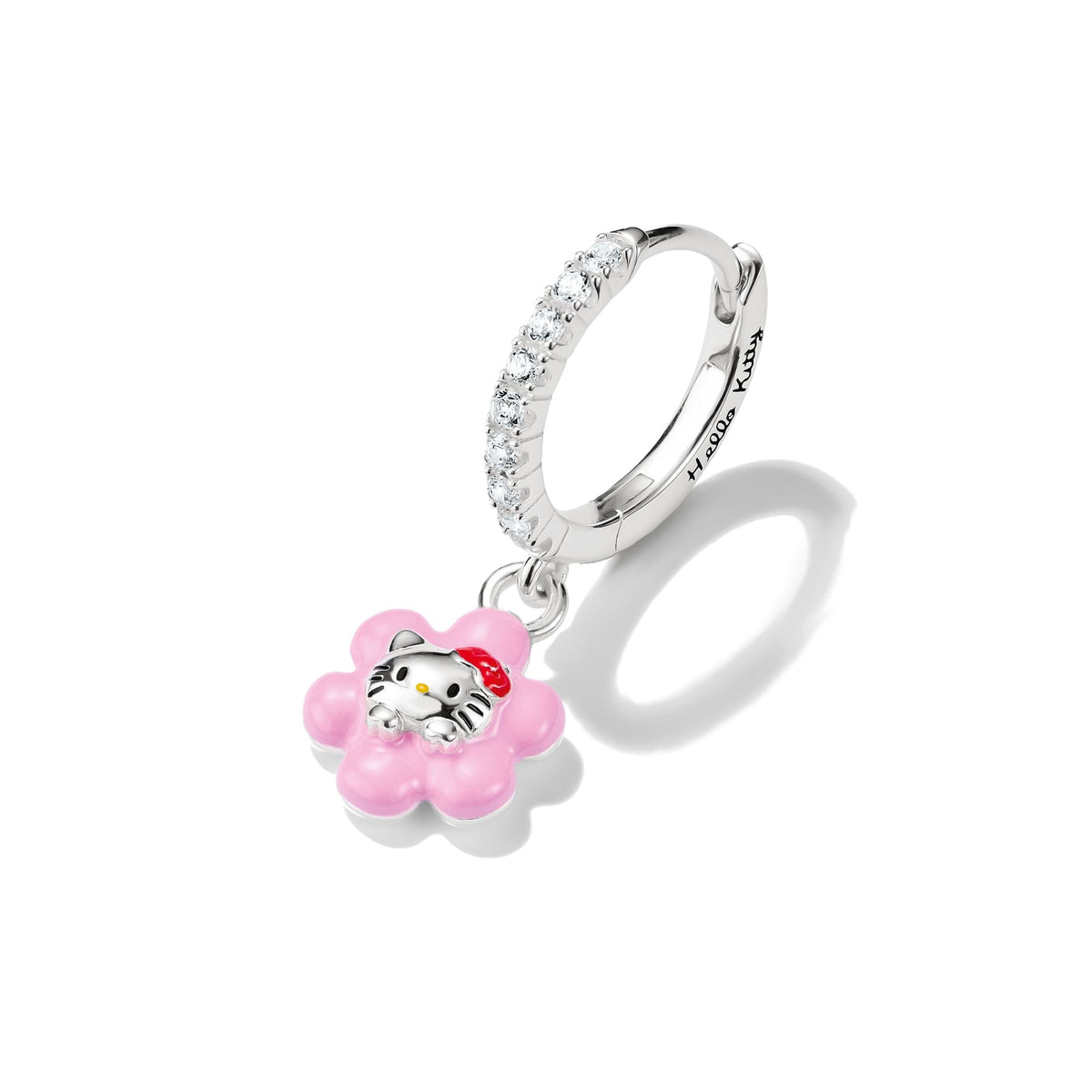Hello Kitty Single hoop earring flower with zirconia