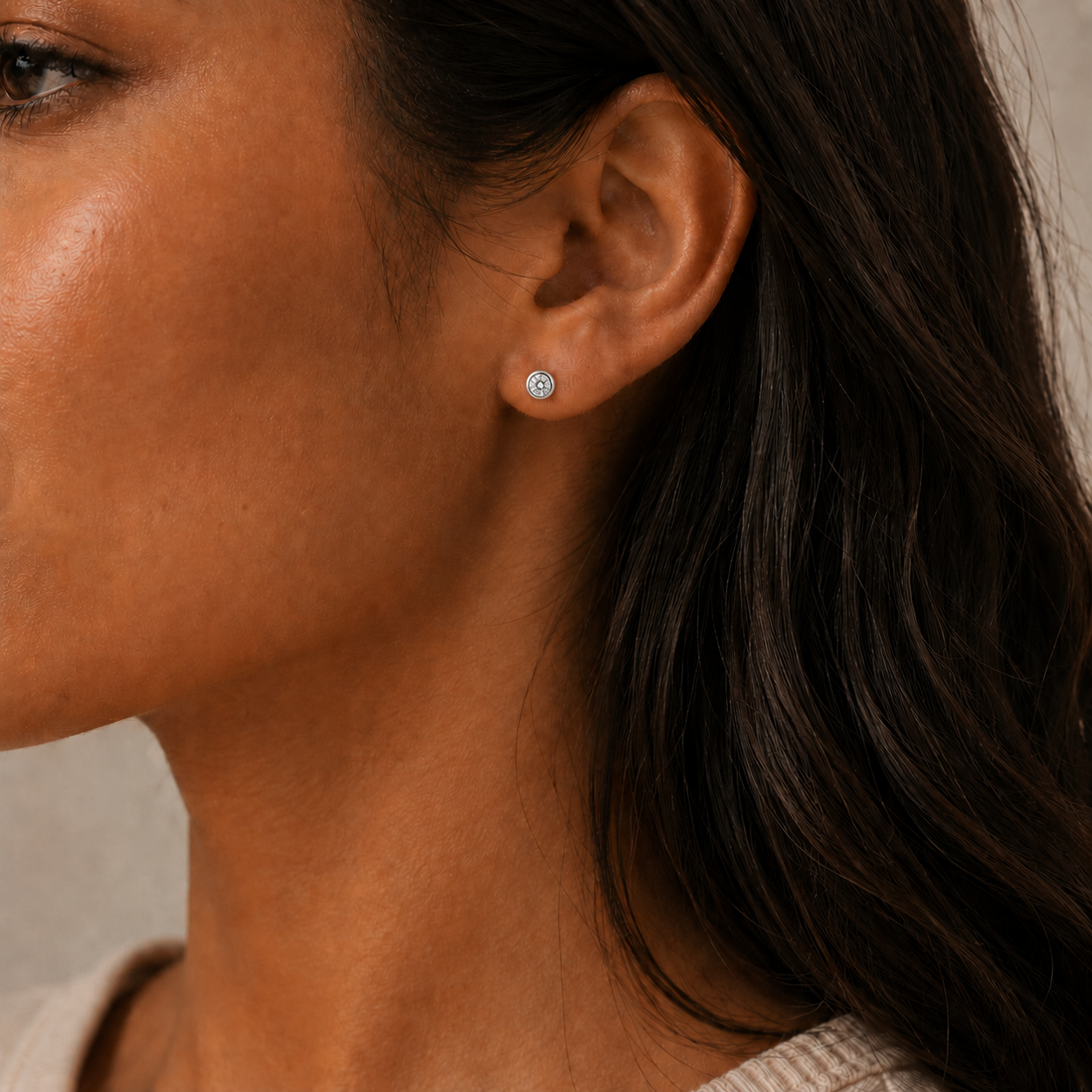 CLASSIC BEZEL SET CZ STUDS - STERLING SILVER
