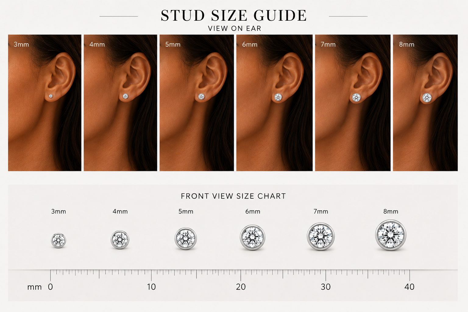 CLASSIC BEZEL SET CZ STUDS - STERLING SILVER