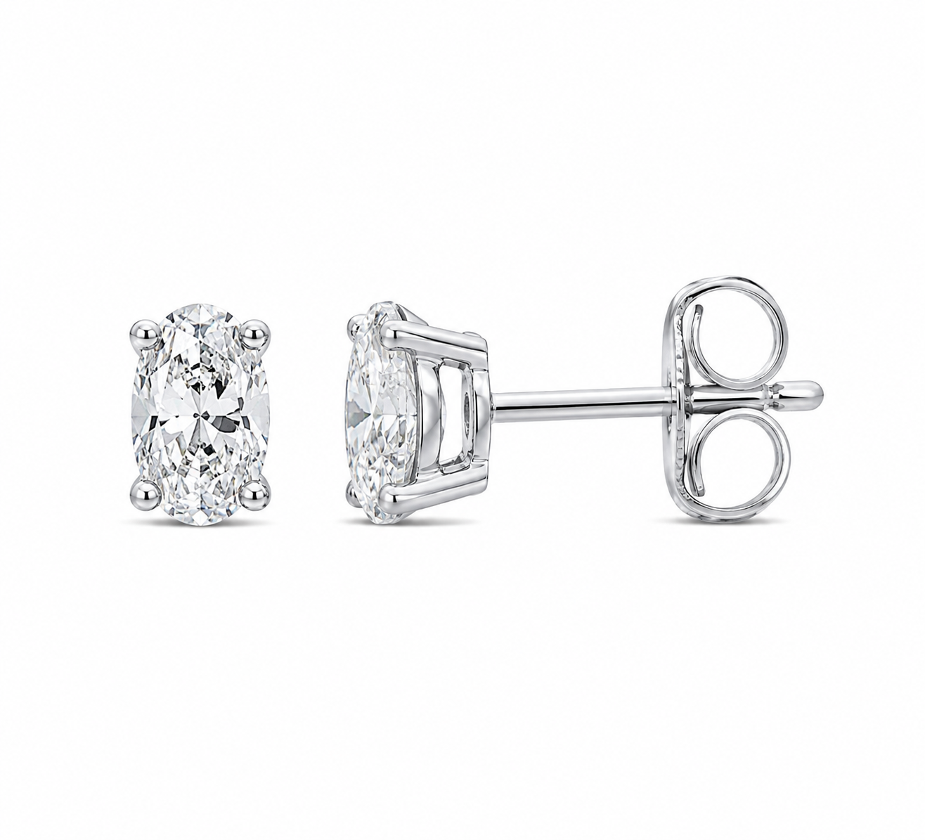 CLASSIC OVAL CZ STUDS - STERLING SILVER