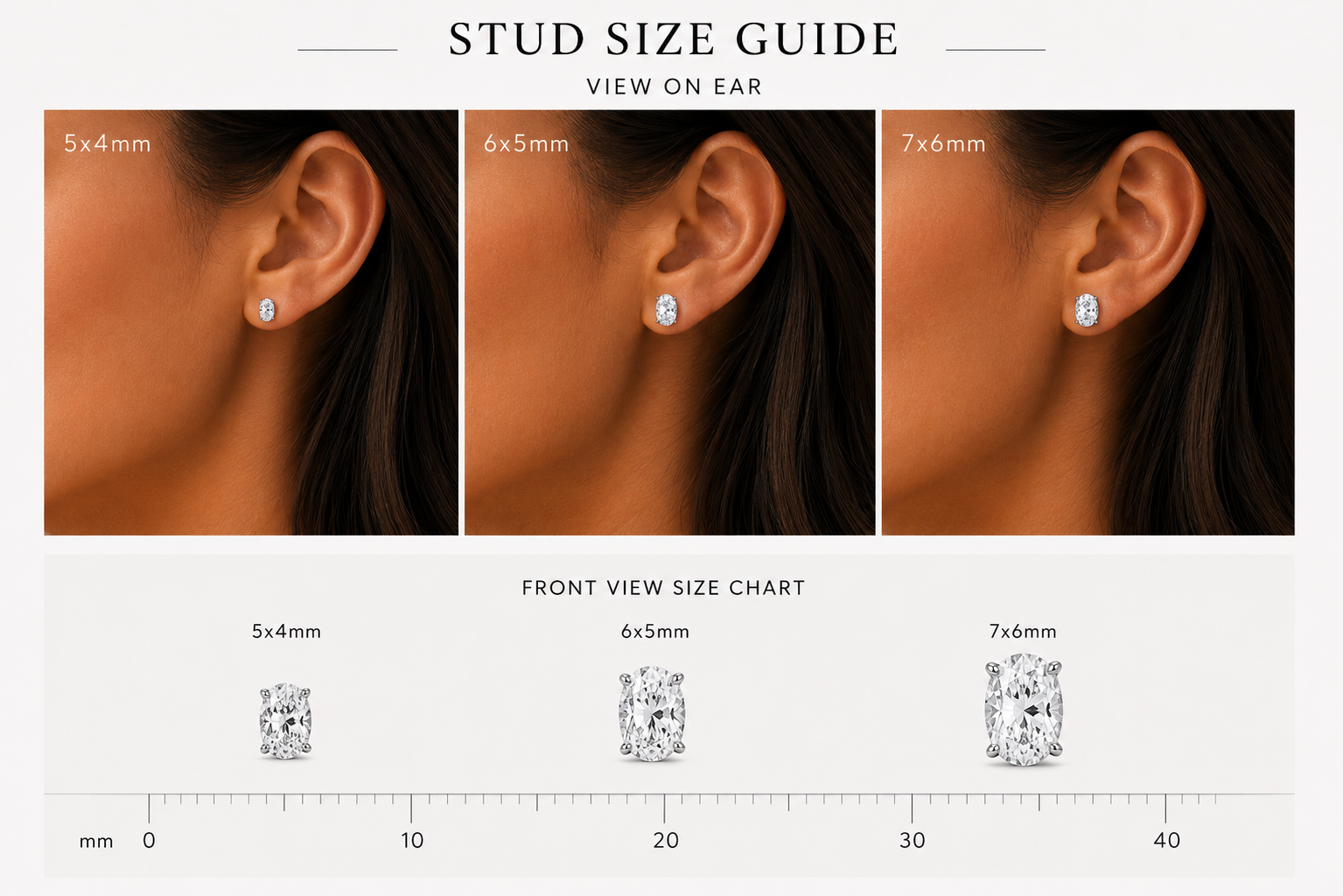 CLASSIC OVAL CZ STUDS - STERLING SILVER