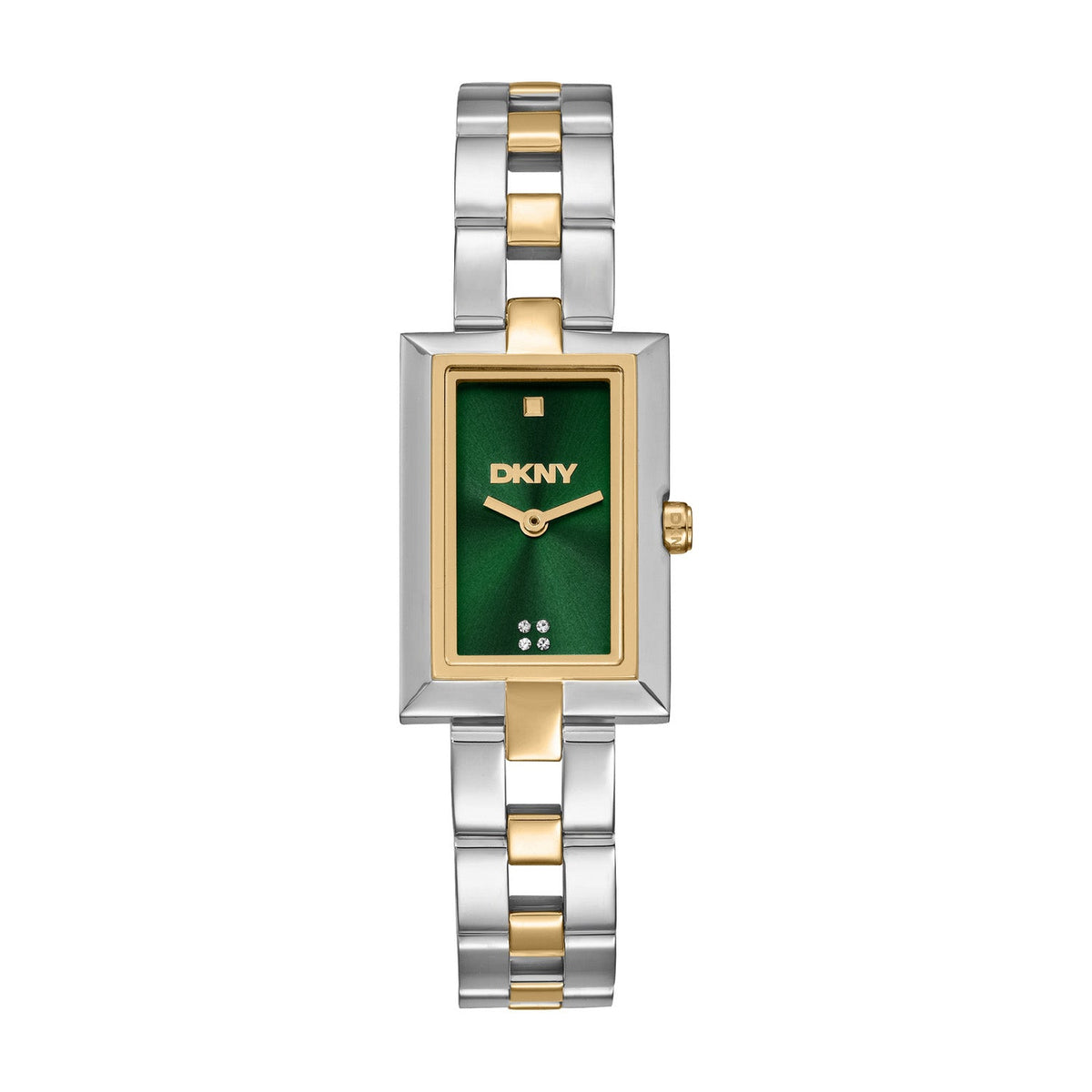 Signature Shape Two Tone Stainless Steel 20x30mm Green Dial Watch