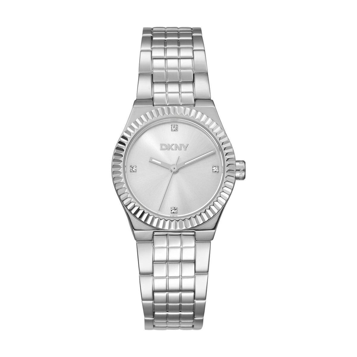 DKNY Essentials Silver Stainless Steel 28mm Watch and Stainless Steel Bracelet Set