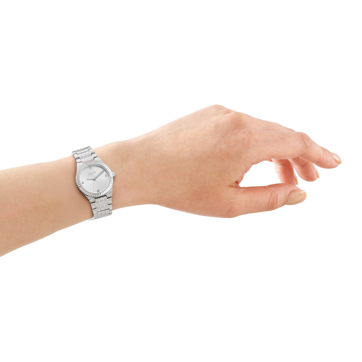 DKNY Essentials Silver Stainless Steel 28mm Watch and Stainless Steel Bracelet Set