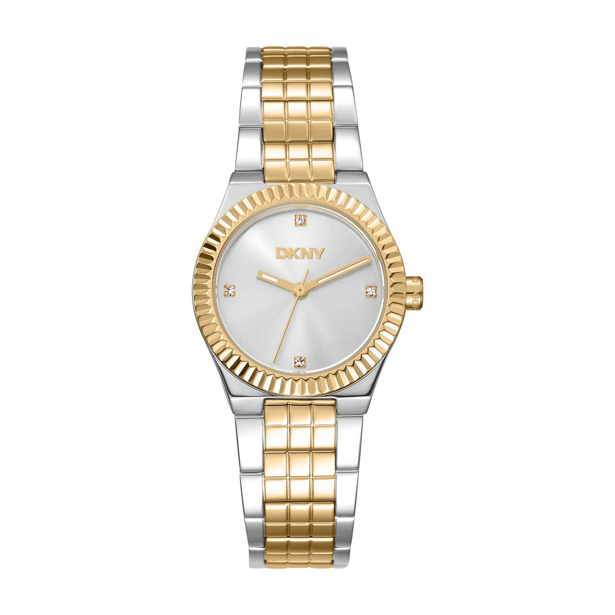 DKNY Essentials Two Tone Stainless Steel 28mm Watch and Gold Stainless Steel Bracelet Set