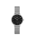 Daniel Wellington Petite 28 Bezel Mesh Black Mother of Pearl Silver Watch