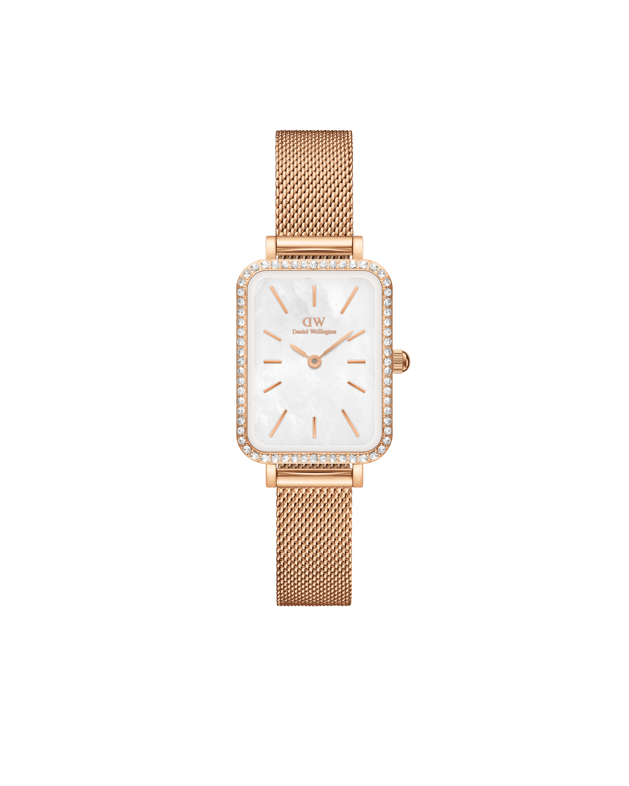 Daniel Wellington Quadro 20x26 Bezel Mesh White Mother of Pearl Rose Gold Watch