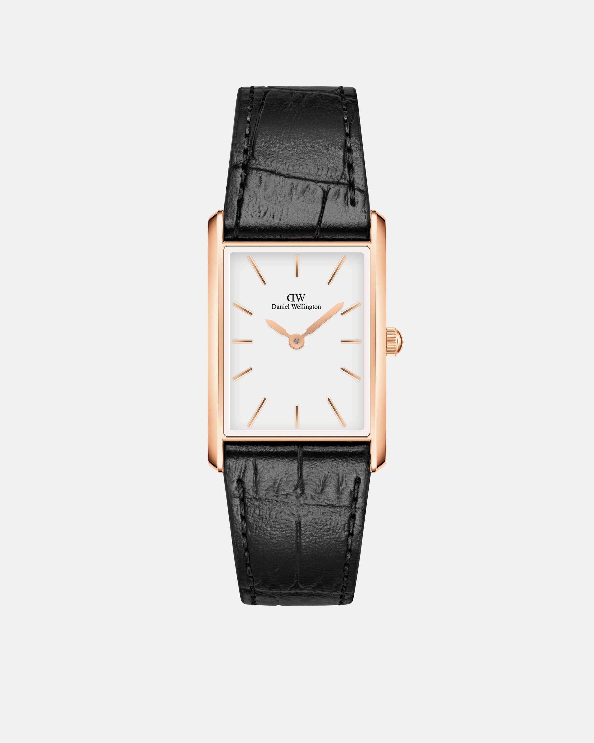 Daniel Wellington Bound 35x24 Black Croc Leather RG White Watch