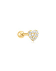Ania Haie Gold Pave Heart Barbell Single Earring