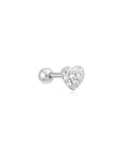 Ania Haie Silver Pave Heart Barbell Single Earring