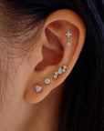 Ania Haie Silver Pave Heart Barbell Single Earring