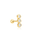 Ania Haie Gold Triple Stone Bezel Barbell Single Earring