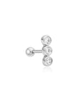 Ania Haie Silver Triple Stone Bezel Barbell Single Earring