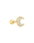 Ania Haie Gold Pave Crescent Moon Barbell Single Earring