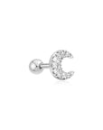Ania Haie Silver Pave Crescent Moon Barbell Single Earring