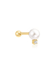 Ania Haie Gold Shell Pearl with Sparkling Accent Barbell Single Earring