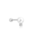 Ania Haie Silver Shell Pearl with Sparkling Accent Barbell Single Earring