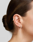 Gold Bezel Organic Pebble Huggie Hoop Earrings