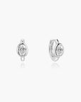 Silver Bezel Organic Pebble Huggie Hoop Earrings