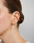Gold Five-Prong Sparkle Barbell Earring