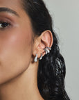 Silver Pave Curved Teardrop Ear Cuff